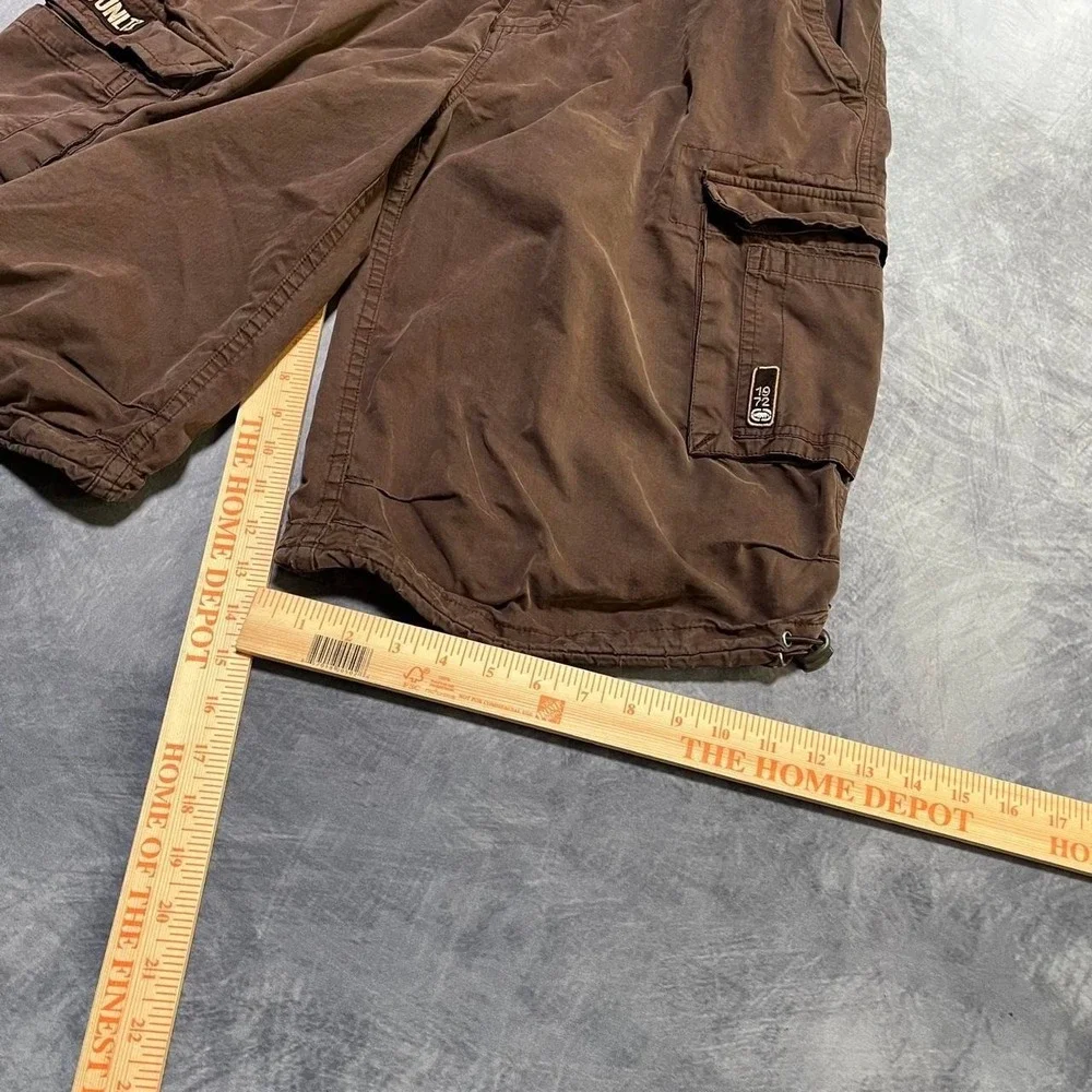 Y2K 2000s Ecko Unltd Baggy Grunge Indie Skater Hip Hop Faded Brown Cargo Shorts